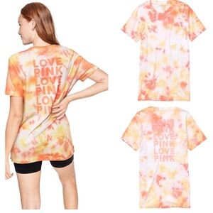 PINK Campus Subtle Yellow Tie Dye Logo Tee